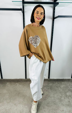 Heart to heart top in camel PRE ORDER 27TH AUGUST DELEVERY