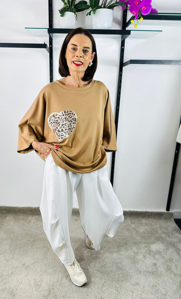 Heart to heart top in camel PRE ORDER 27TH AUGUST DELEVERY