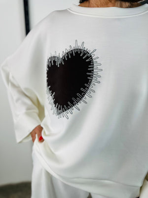 Chocolate heart top in ecru PRE ORDER 27TH AUGUST DELEVERY