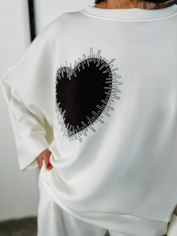 Chocolate heart top in ecru PRE ORDER 27TH AUGUST DELEVERY