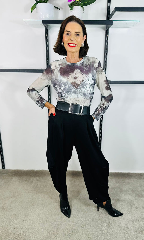Rae Mesh Top Grey Marble