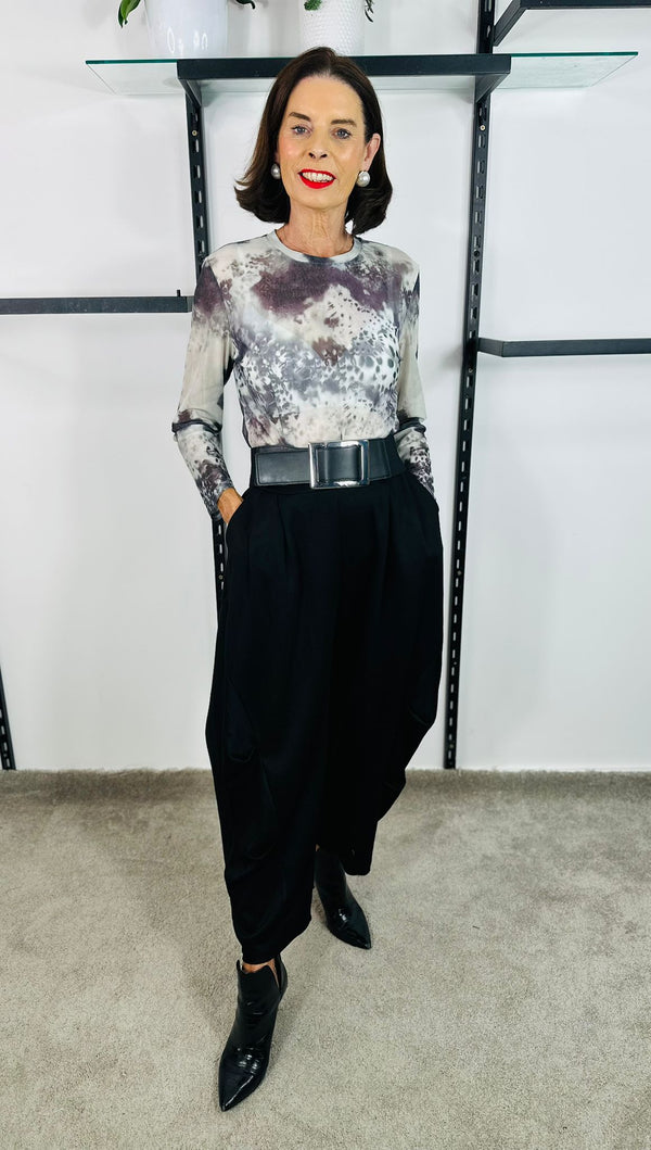 Rae Mesh Top Grey Marble