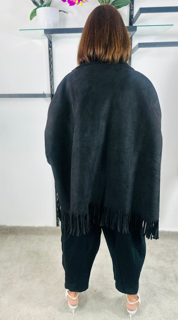 Jericho faux suede jacket in Black