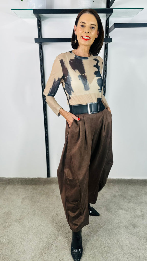 Lisbon Cocoon Trousers in chocolate