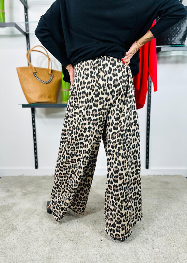 Milan Palazzo Trousers in leopard print