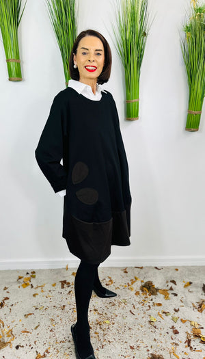 Elio Dress in Black and Chocolate