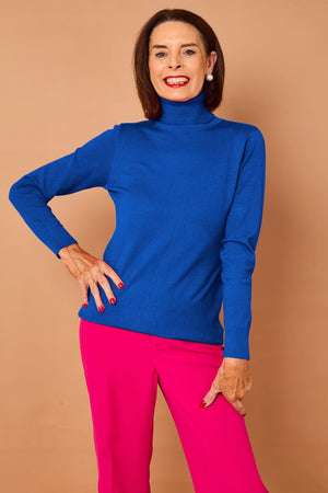 Patchouli roll neck top in royal blue