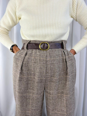 Juls cocoon trousers in chocolate and beige