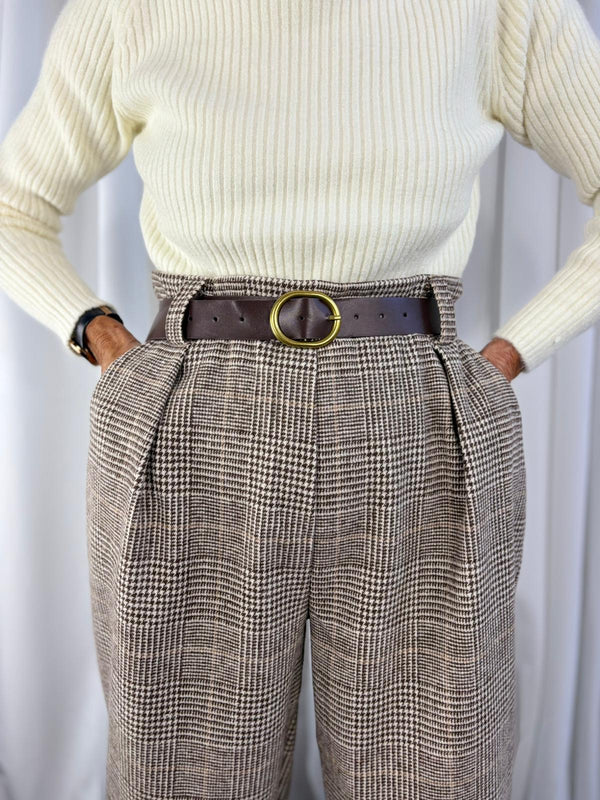 Juls cocoon trousers in chocolate and beige