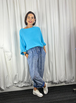 Zodiac knitwear in aqua blue