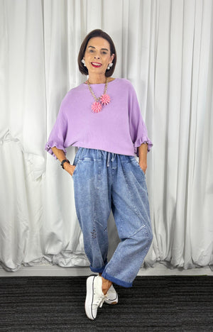 Zodiac barrel shape jeans in wash denim