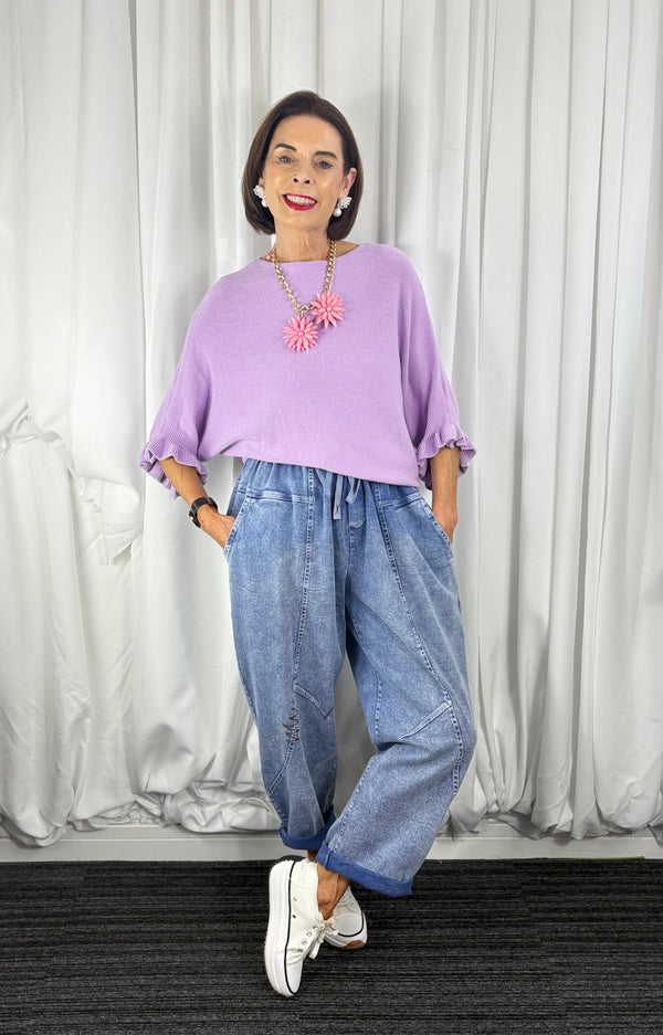 Zodiac barrel shape jeans in wash denim