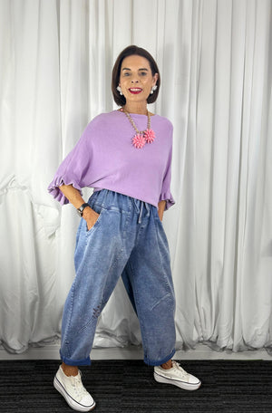 Zodiac barrel shape jeans in wash denim