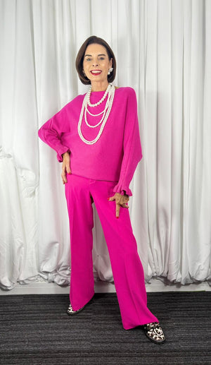 Zodiac long sleeve knitwear in cerise pink