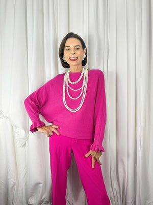 Zodiac long sleeve knitwear in cerise pink