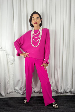 Zodiac long sleeve knitwear in cerise pink