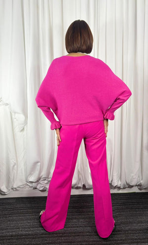 Zodiac long sleeve knitwear in cerise pink