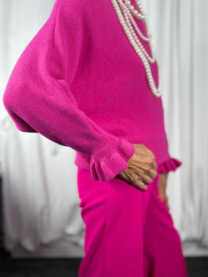 Zodiac long sleeve knitwear in cerise pink