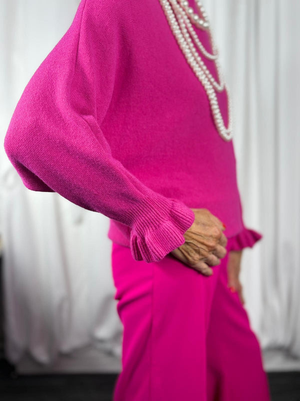 Zodiac long sleeve knitwear in cerise pink