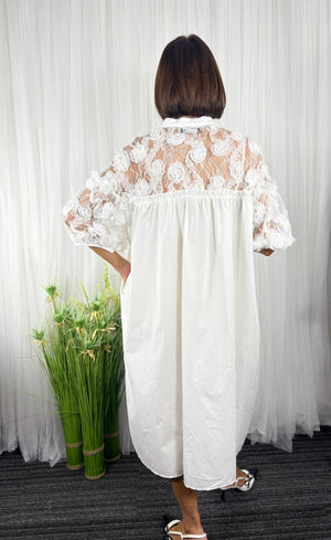 Luxury Gisele Lace Dress in white