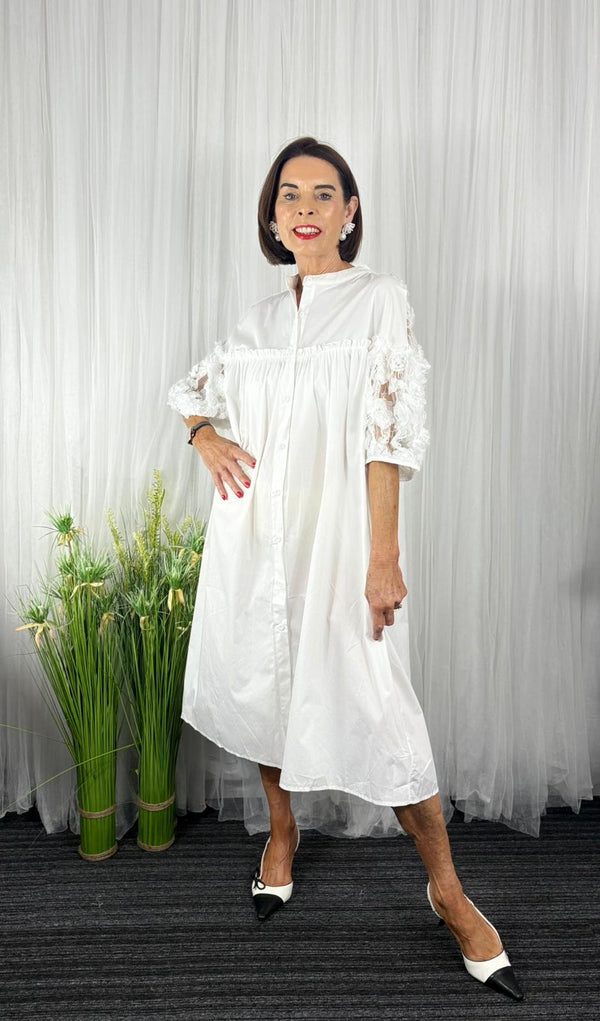 Luxury Gisele Lace Dress in white