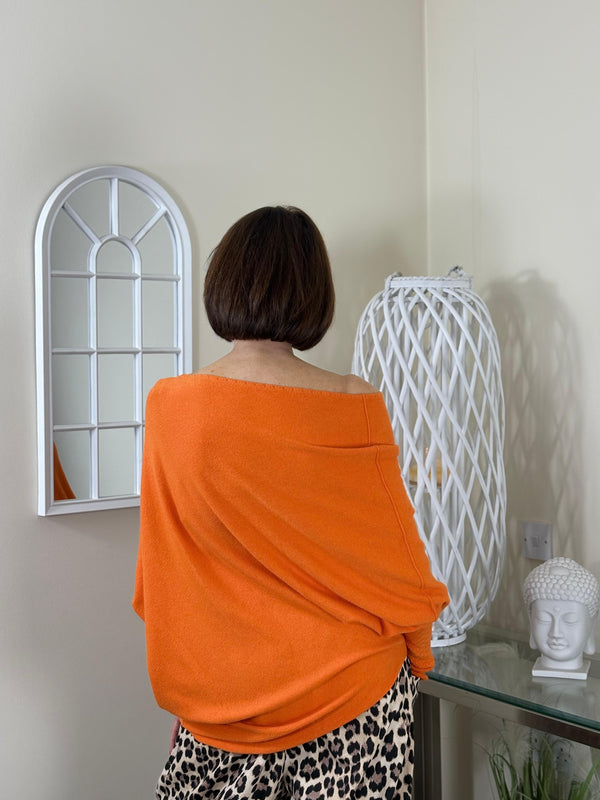 Giana asymmetric slouchy fine knit burnt orange