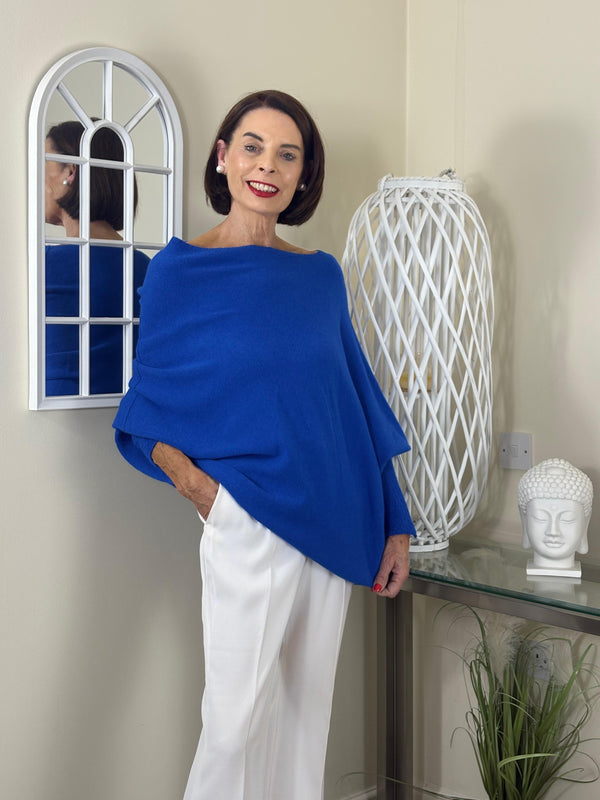 Giana asymmetric slouchy fine knit royal blue