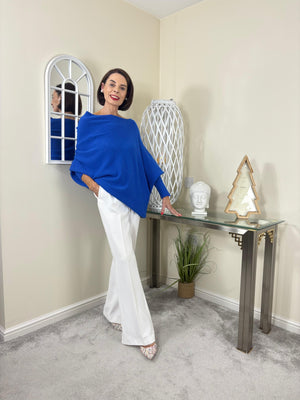 Giana asymmetric slouchy fine knit royal blue