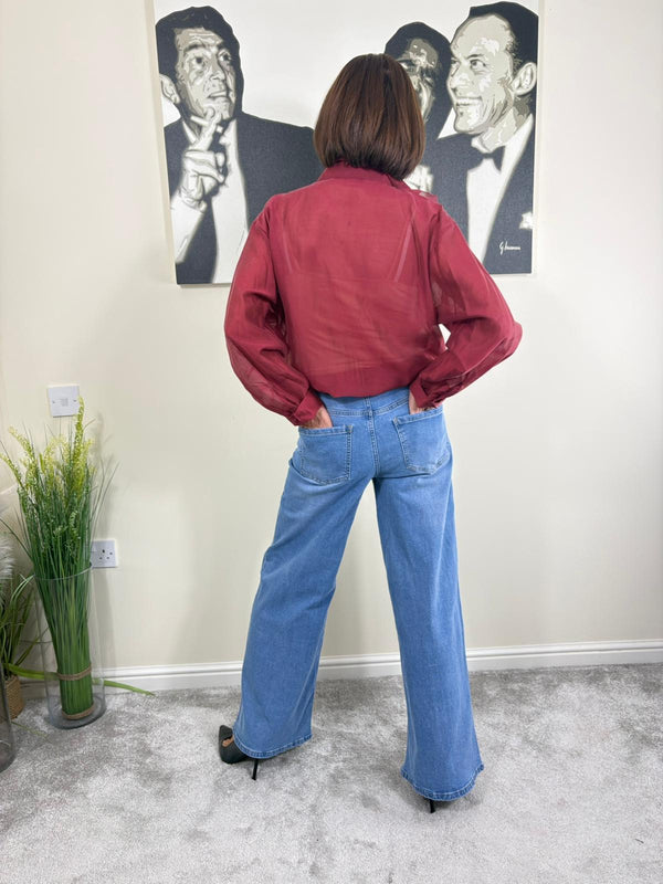 Clara ruffle shirt in wine