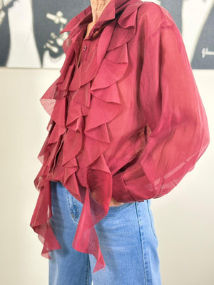 Clara ruffle shirt in wine