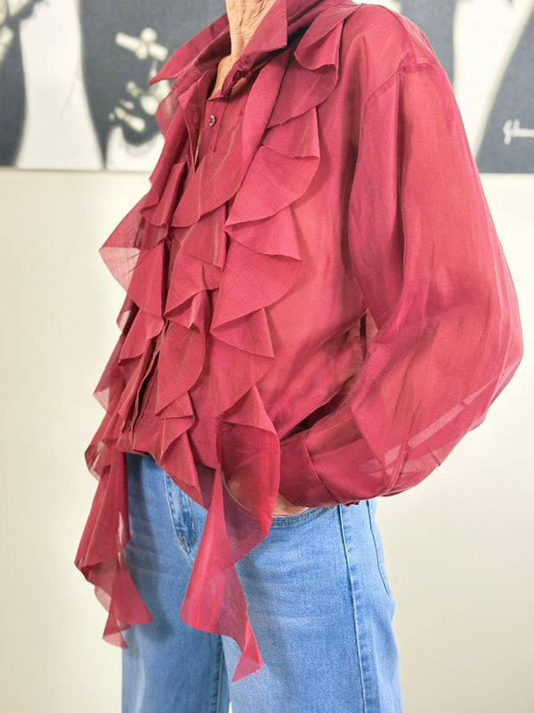 Clara ruffle shirt in wine