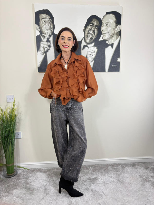 Clara ruffle shirt in rust