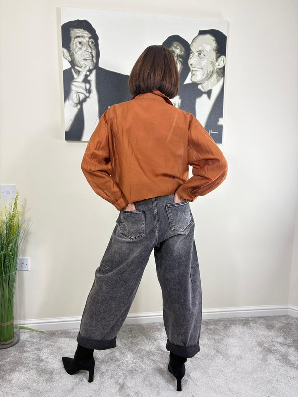 Clara ruffle shirt in rust