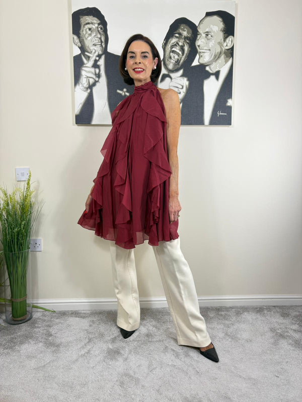 Sadie Ruffle Top/Dress in wine