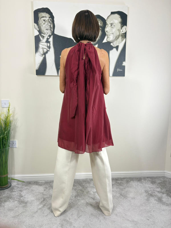 Sadie Ruffle Top/Dress in wine