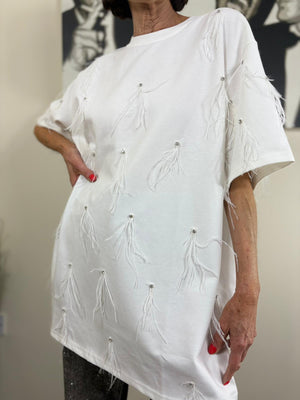 Lina diamante Tshirt in white