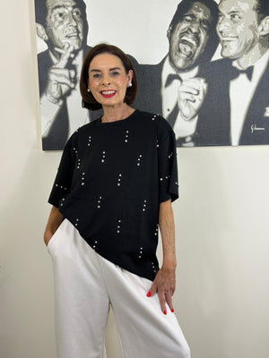 Mallow diamante Tshirt in Black