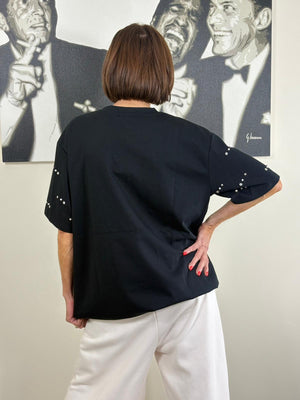 Mallow diamante Tshirt in Black