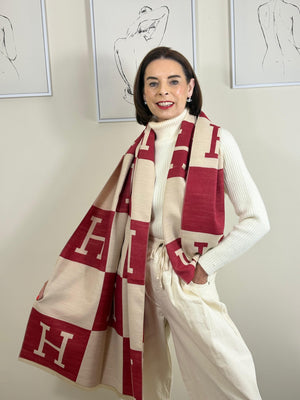 Harriet double sided scarf in raspberry