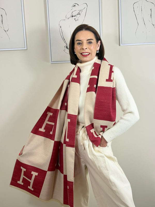 Harriet double sided scarf in raspberry