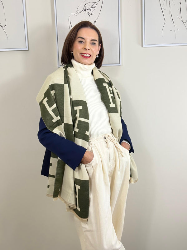 Harriet double sided scarf in Sage