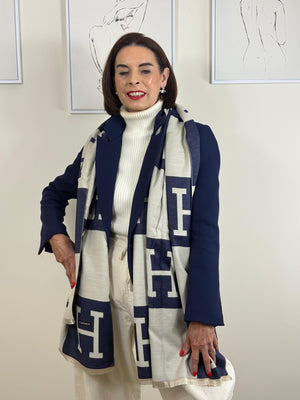 Harriet double sided scarf in navy