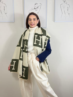 Harriet double sided scarf in Sage