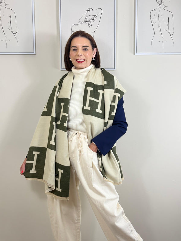 Harriet double sided scarf in Sage