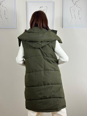 Naya Hooded Puffer gilet in sage