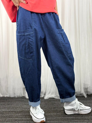 Jessica Cocoon Denim Style Trouser in dark wash