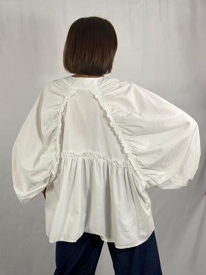 Kristy fine pin cord top in white