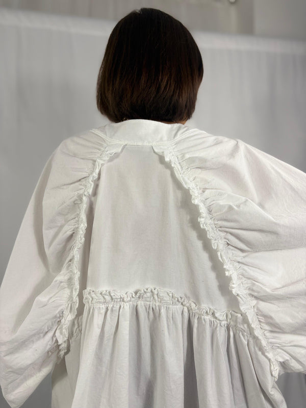 Kristy fine pin cord top in white