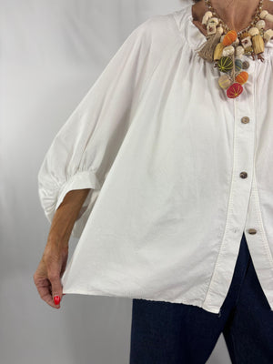 Kristy fine pin cord top in white