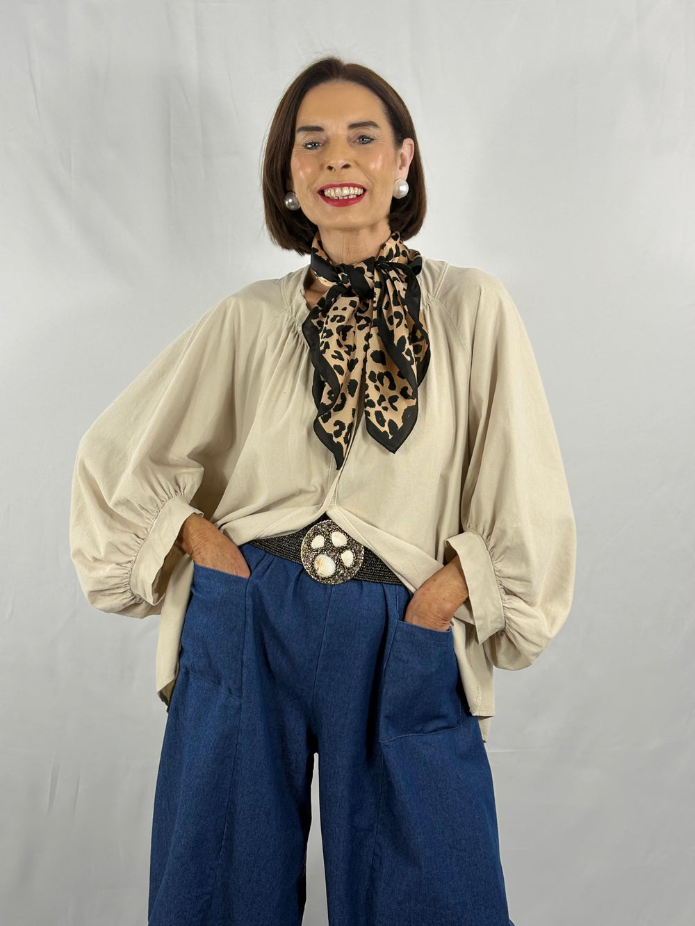 Kristy fine pin cord top in beige